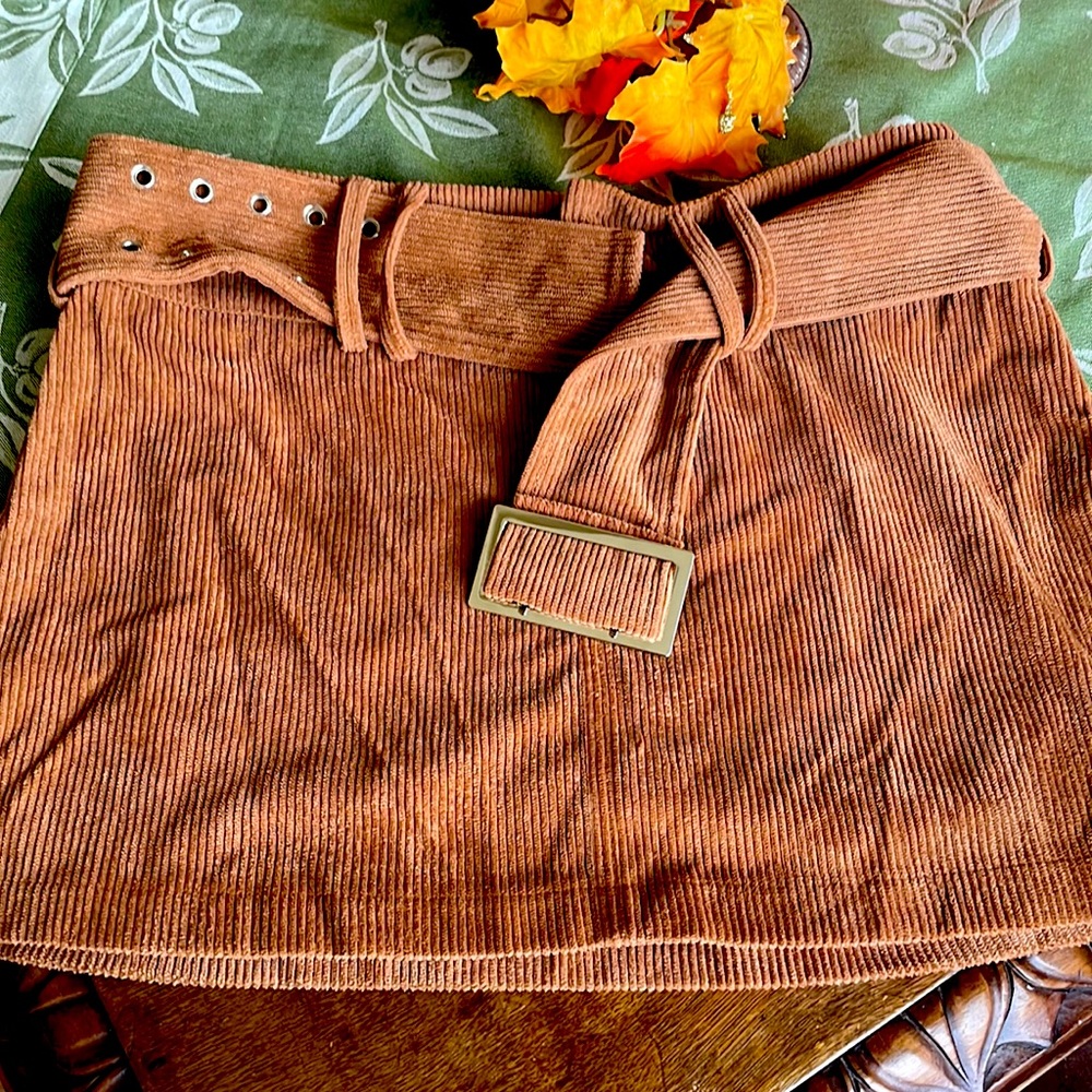 Two corduroy miniskirts large junior. One black and one brown.